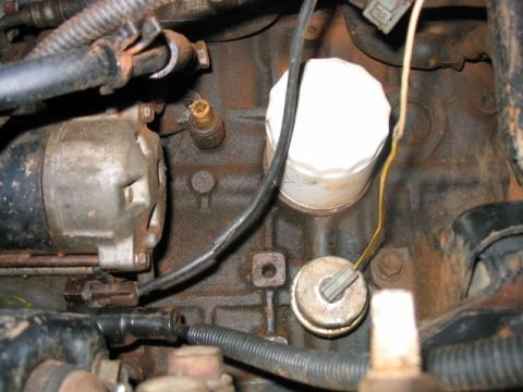 1986 Ford F-150 - Close-up view of engine components including a starter motor and oil filter, with a Supermotors.net watermark at the bottom.