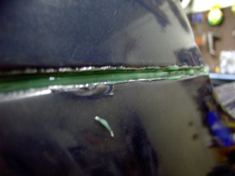 1986 Ford Bronco - There's that green toothpaste again. I really loaded up the wheelwells and these A pillar seams and it seems to be harder than rock now. Yo…