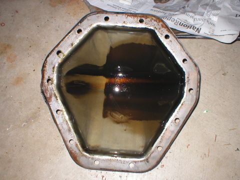 1978 Ford Bronco - Differential cover filled with dark oil, likely needing service.