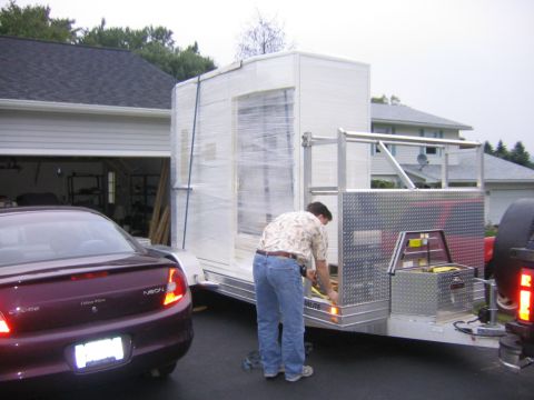 1994 Ford Bronco - loaded, checking the straps