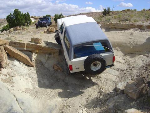 1987 Ford Bronco - me climbing out of the "diff dragger"