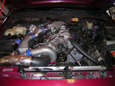 1992 Ford Crown Victoria - Twin Paxton superchargers are visible in this modified engine bay, suggesting a performance upgrade.