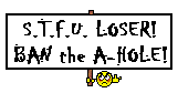 1989 Ford Bronco - A sign with offensive text is displayed, held by a cartoon character.