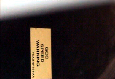 2000 Ford Crown Victoria - Speed Warning Chime Sticker in Glovebox