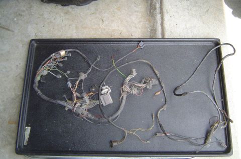 1993 Ford Bronco - Wiring harness for a Ford Bronco, laid out on a black tray for inspection.