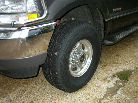 1995 Ford Bronco - This close-up shows the front wheel and fender of a Ford F-250 Super Duty, not a 1995 Bronco.