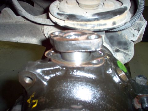 1983 Ford Bronco - Drop in the upper thrust washer, align the knuckle to the ball, and insert the top pin with shims. If you think there's a LOT of slop in th…