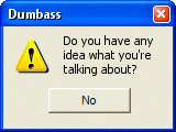 1995 Ford Bronco - A computer dialog box questions the user's understanding.