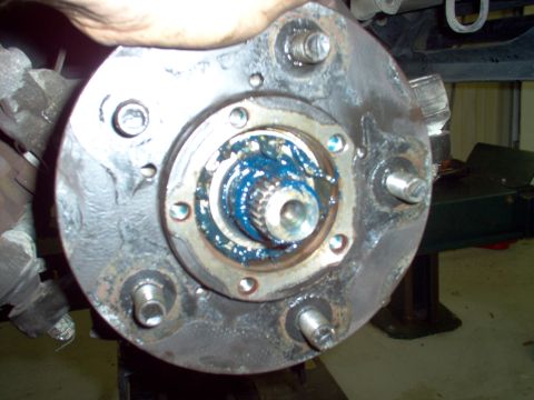 1983 Ford Bronco - Slide the assembled hub & rotor (yes, I forgot it & had to backtrack) onto the spindle, followed by the packed outer bearing. These bearing…