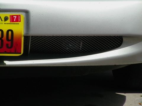 1999 Ford Taurus - The front grille of a vehicle is visible, along with a license plate and part of the bumper.