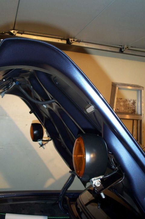 1998 Ford Crown Victoria - Aftermarket trunk-mounted lights installed on a vehicle.