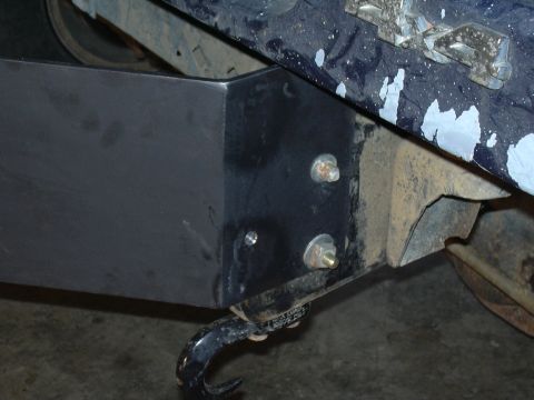 1991 Ford Bronco - I drilled it for 3 grade 8 bolts on each frame horn, these are temporary for now