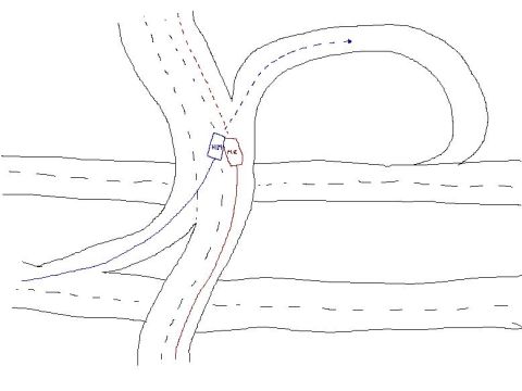 1998 Mercury Sable - A diagram illustrates a highway interchange with two vehicles positioned on different lanes.