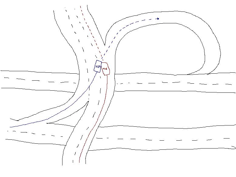 Hand-drawn sketch of trails or roads with dashed route lines
