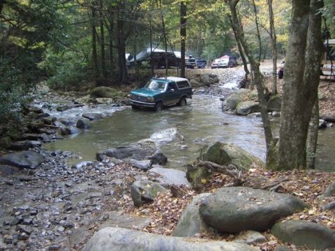 1996 Ford Bronco - Me crossing the water at trail #5