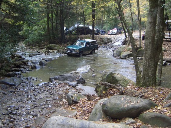 Me crossing the water at trail #5