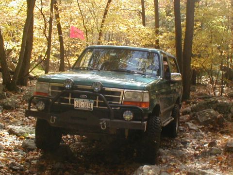 1979 Ford Bronco II - This Ford Bronco is equipped with a brush guard and auxiliary lights for off-road use.