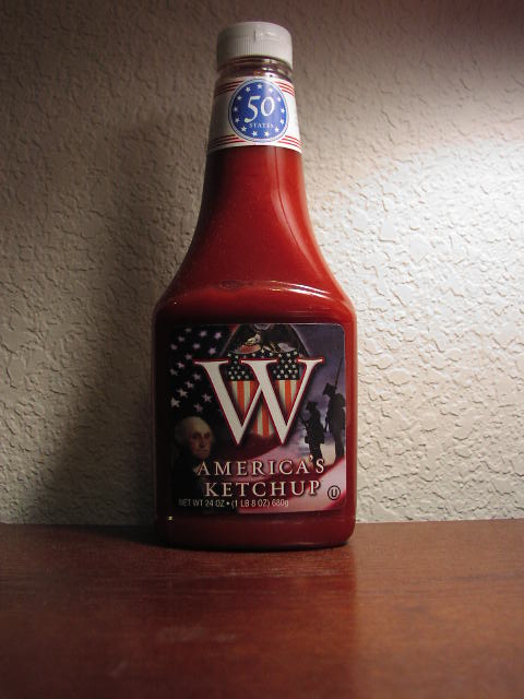 1981 Ford Bronco - A bottle of 'America's Ketchup' features a patriotic design with the letter 'W' and images of George Washington.