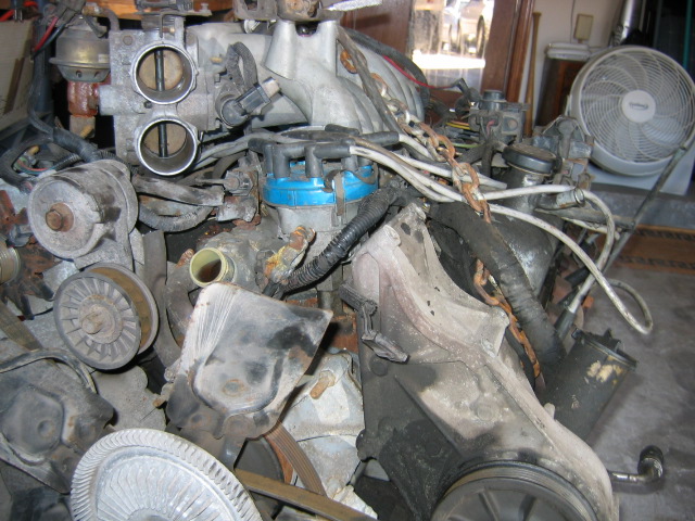 As you can see the motor is filthy, the water pump, distributor, and pretty much everything will need to be replaced.
