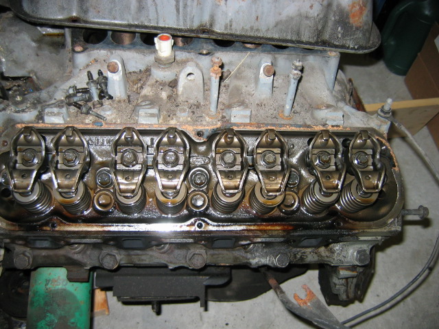 Cylinder head with valve cover off exposing rocker arms and valve springs