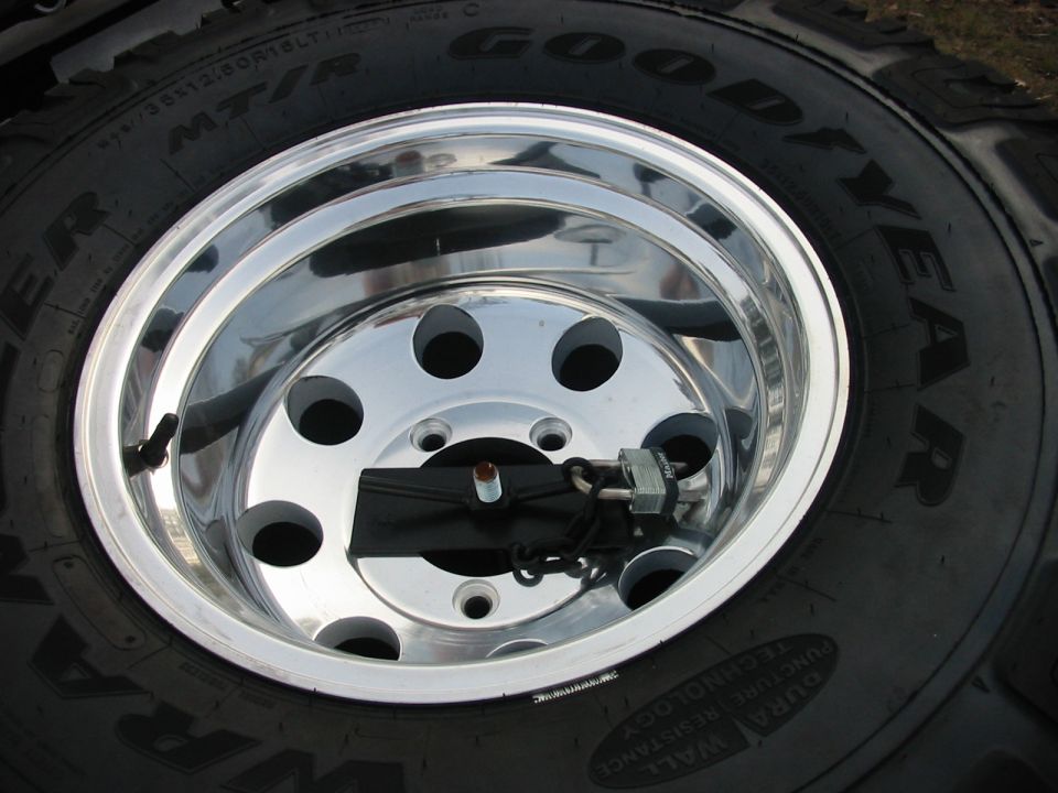 Close up of spare with lock