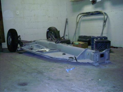 1972 Volkswagen Beetle - Pan laying on the shop floor. A fellow Good Ole Volks club member is currently narrowing my front beam ...4 inches.