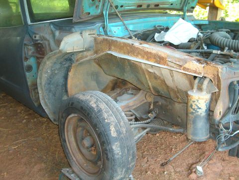 1977 Ford Mustang II - Front clip removed. Begin cleaning, stripping, repairing and painting everything in the fenderwells.