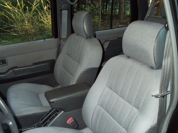 Gray cloth front bucket seats interior of a truck or SUV