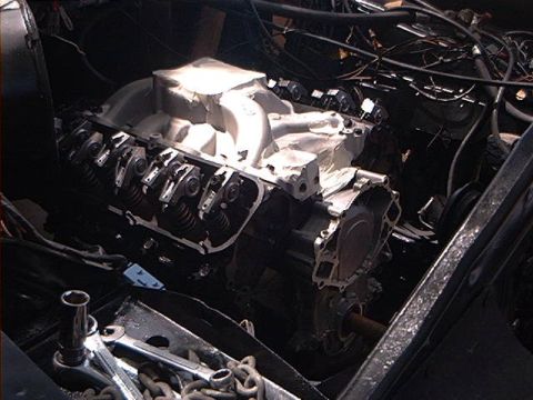 1979 Ford Bronco - Engine components visible with the intake manifold removed, showing the valve train.