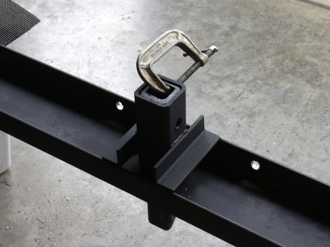 1991 Ford Bronco - First piece cut, clamped in the receiver so I can drill the hole for the pin