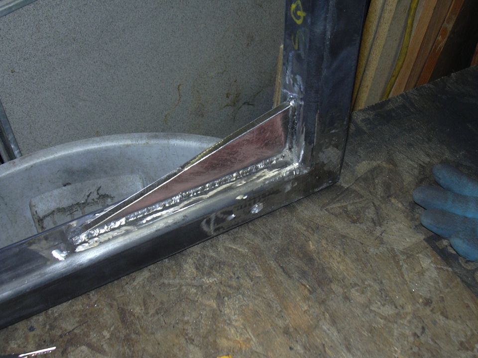 After welding the mitered joint, I added a gusset for strength