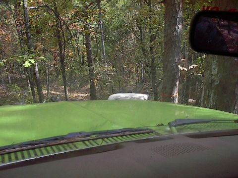 1986 Ford Bronco - Randy's jeep in front of the hulk.
