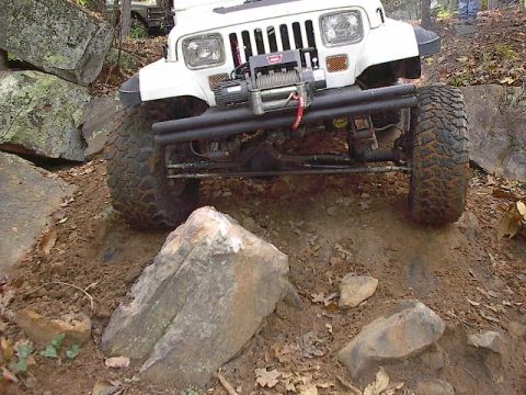 1986 Ford Bronco - Randy stuck on this rock getting winched out.