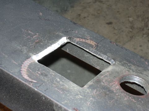 1991 Ford Bronco - I am taking no chances, I beveled the crap out of the hole where the hitch will be