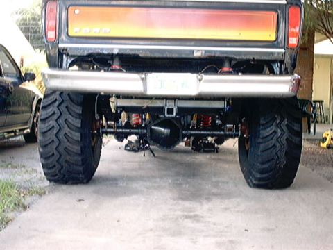 1979 Ford Bronco - This lifted 1978 Ford Bronco features oversized tires and a prominent rear differential.