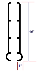 1979 Ford Bronco - A diagram illustrates the dimensions of a black metal automotive part.