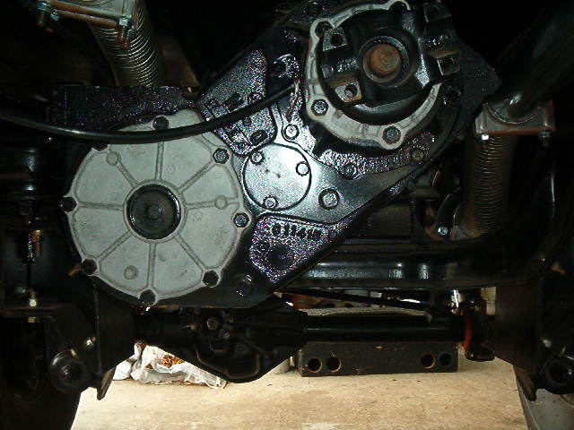 close-up of vehicle transfer case with part number 011418 visible