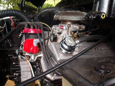 1979 Ford Bronco - Close-up view of a Ford V8 engine, showing the air cleaner, distributor, and valve covers.