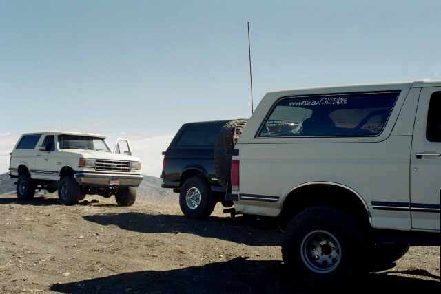 B-man, Jess, and My bronco up at the end of the run.