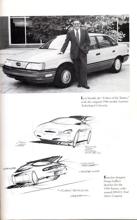 1993 Ford Taurus - Lew Veraldi, the "Father of the Taurus," stands with the original 1986 model.