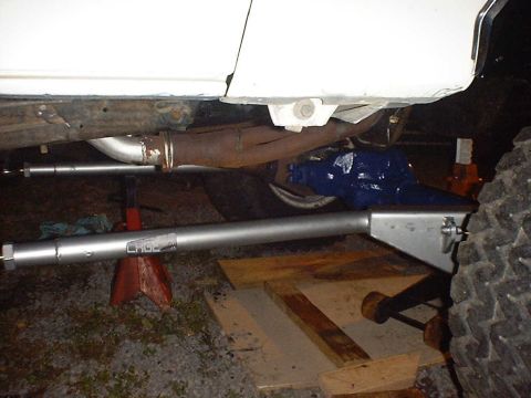 1988 Ford Bronco - Undercarriage view of a vehicle's suspension and differential, with visible text on a component.