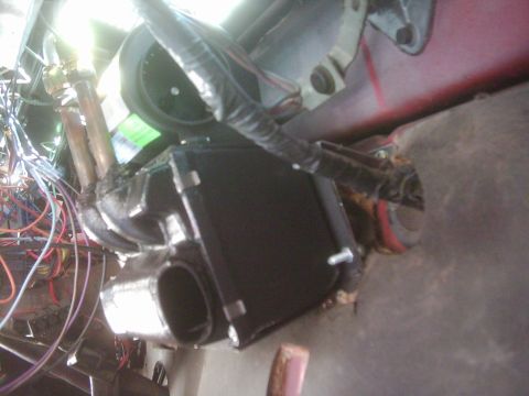 1978 Ford Bronco - Close-up view of a vehicle's heater core assembly and associated wiring.