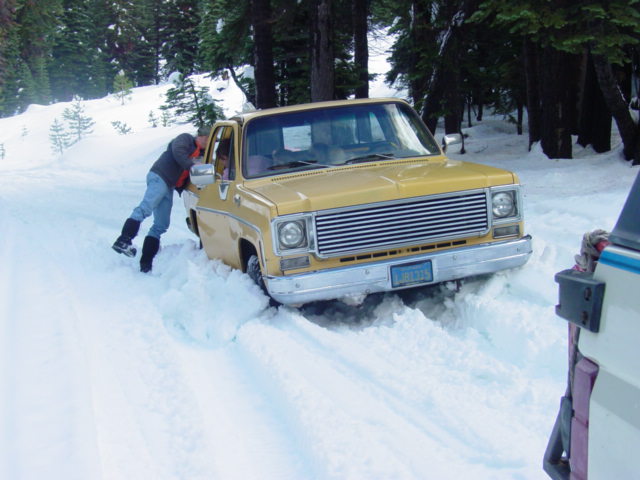 friends of ours in a stock chevy - stuck... we were getting ready to pull them out