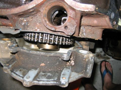 1992 Ford Bronco - The timing chain cover came off, but the harmonic balancer needs to be pulled before that will come off.