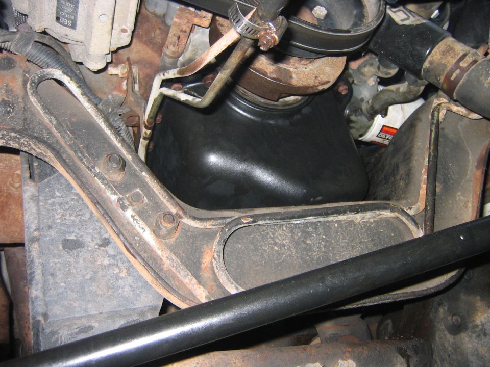 All bolted in, looks good.  Now all left to do is reconnect everything and test run it.  I ran it for a ½ hour in the driveway, not leaks accept for a little one from the drain plug I didn’t quite tighten up.