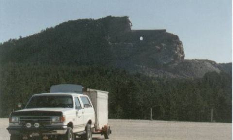 1990 Ford Bronco - My Bronco at Crazy Horse Monument in SDs Black Hills. I can never cross the country without a trailer in tow it seems.