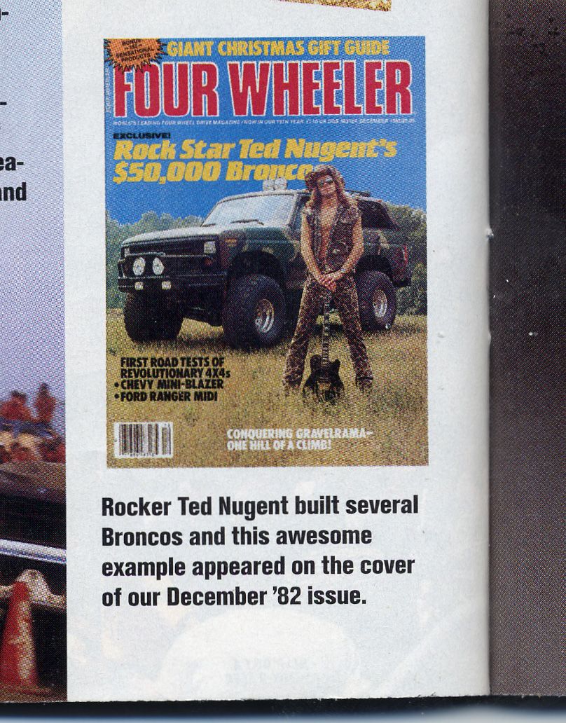 Four Wheeler December '82 cover with Ted Nugent and his camouflage $50,000 Bronco