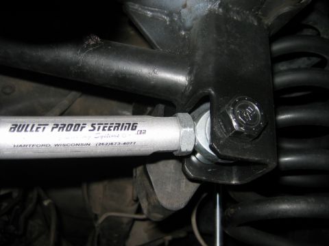 1985 Ford Bronco - Bullet Proof Steering linkage part shown with contact information.
