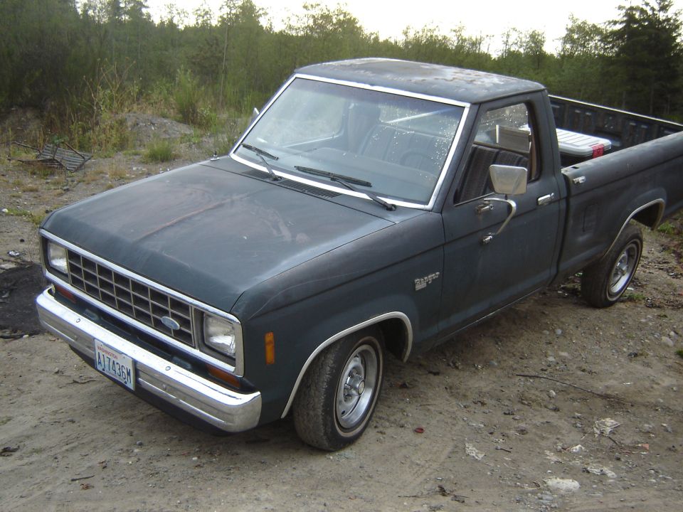 Dark blue 1983 Ford Ranger pickup truck, 3q-front view