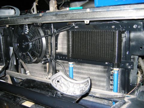 1985 Ford Bronco - This image shows the front of a vehicle's engine bay with a fan and cooling system components.